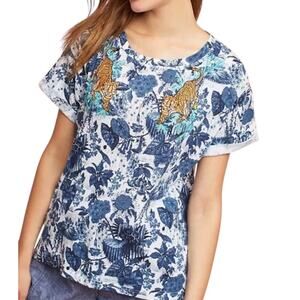 Anthropologie Boho Jungle Safari Tiger Eclectic Artsy Tee Akemi+ Kin Sz XS Top